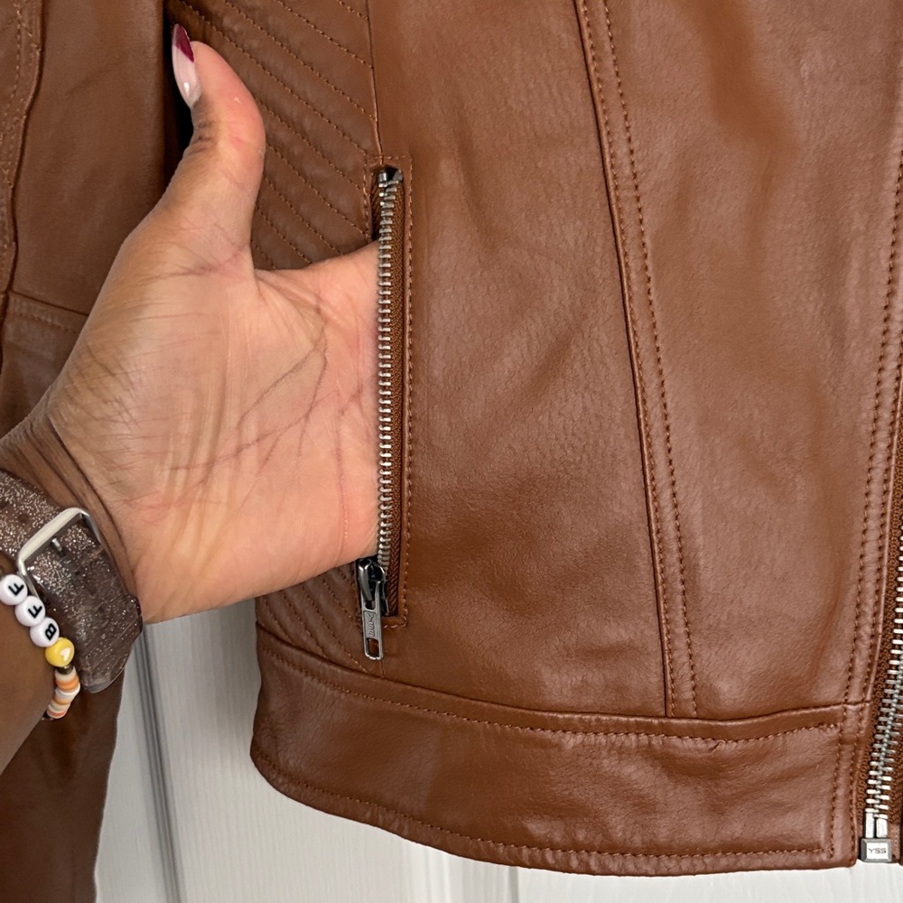 ASOS Tan Leather Jacket - Picture 3 of 7
